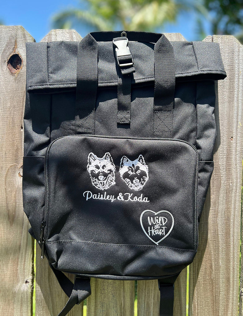 custom embroidered backpack dogs
