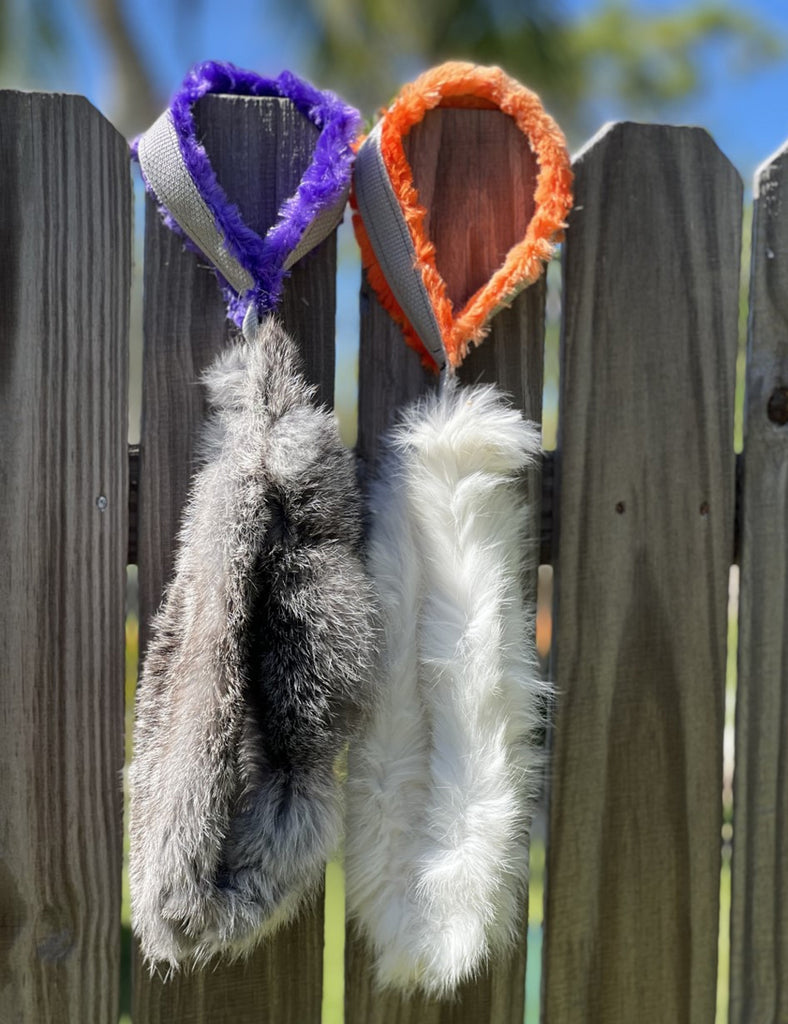 Real Rabbit Fur Loop Dog Tug Toys